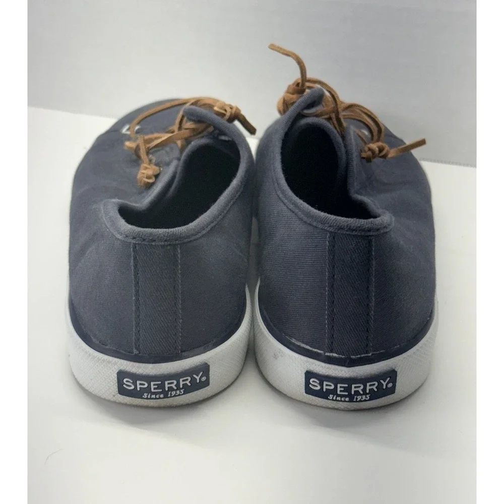 Sperry Top-Sider Seacoast Women's Bluish Gray Canvas Boat Shoes‎ Sz 8M Nautical